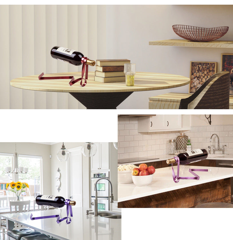Ribbon Balance Wine Rack | Sculptural Iron Wine Bottle Holder | 4 Colors