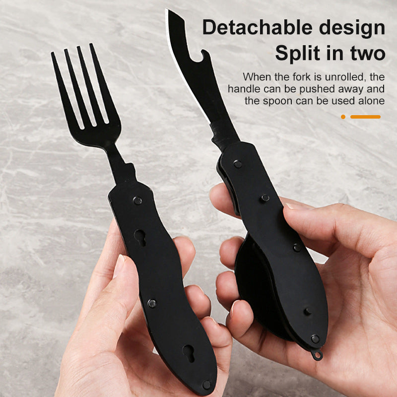 Detachable Folding Stainless Steel Camping Cutlery Set, Knife Fork Spoon