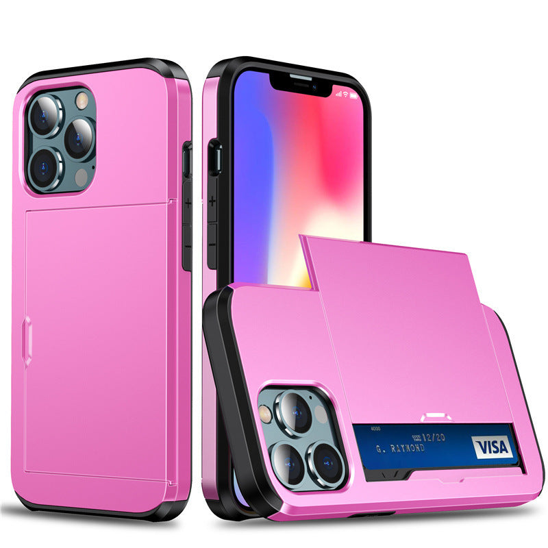 PC Slide Card Holder Case for iPhone 12–17 Models