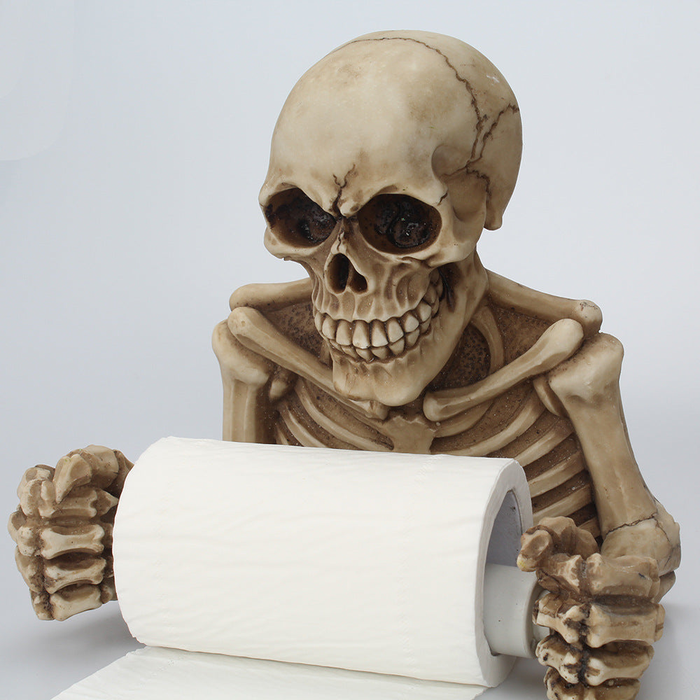 Wall-Mounted Resin Skull Paper Roll Holder