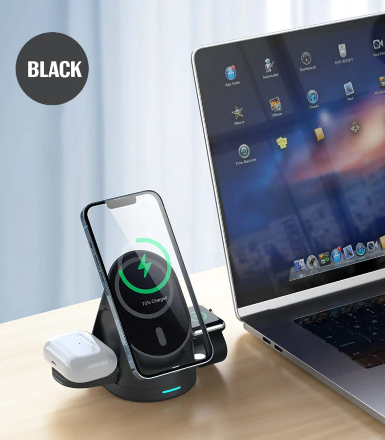 Vertical 3-in-1 Wireless Charging Stand for Phone, Watch and AirPods