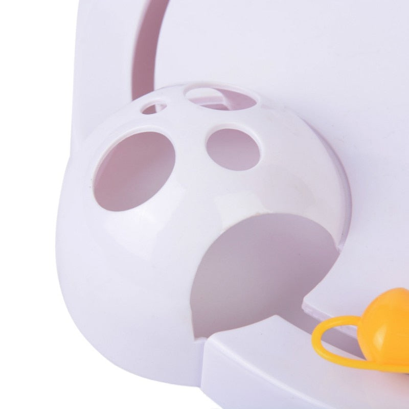 Automatic Rotating Cat Teaser Toy – Electric Spinning Mouse Lure, Paw-Hole Swipe Base | Hands-Free Interactive Play | White