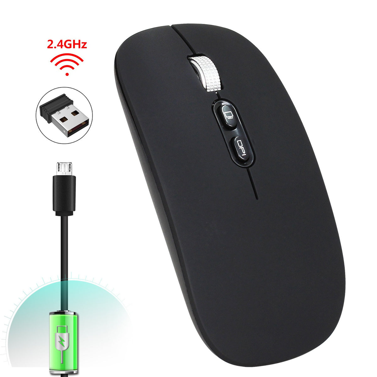 Rechargeable 2.4G Wireless Mouse with Silent Clicks
