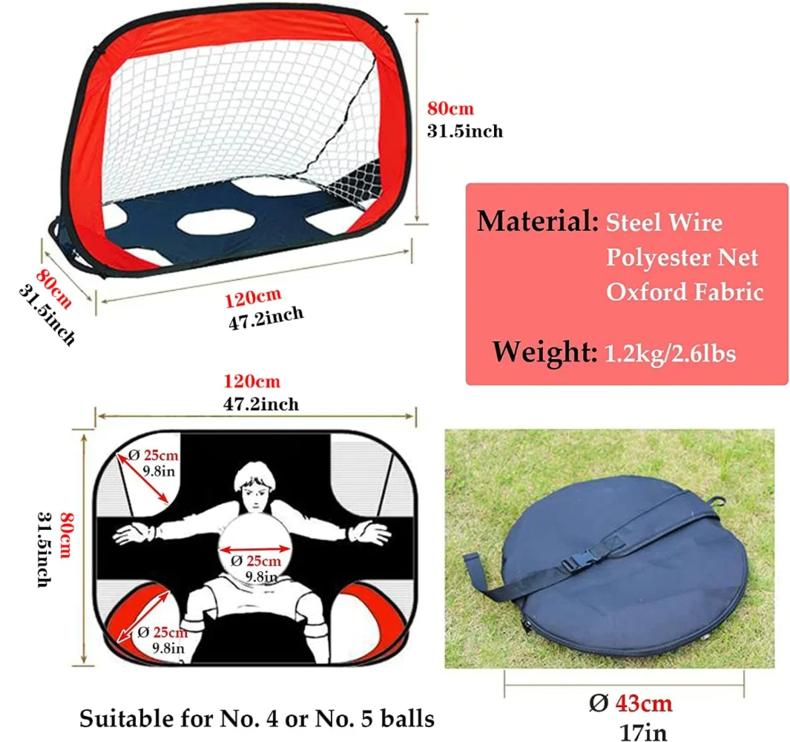 Portable Pop-Up Soccer Goal with 5-Target Training Net