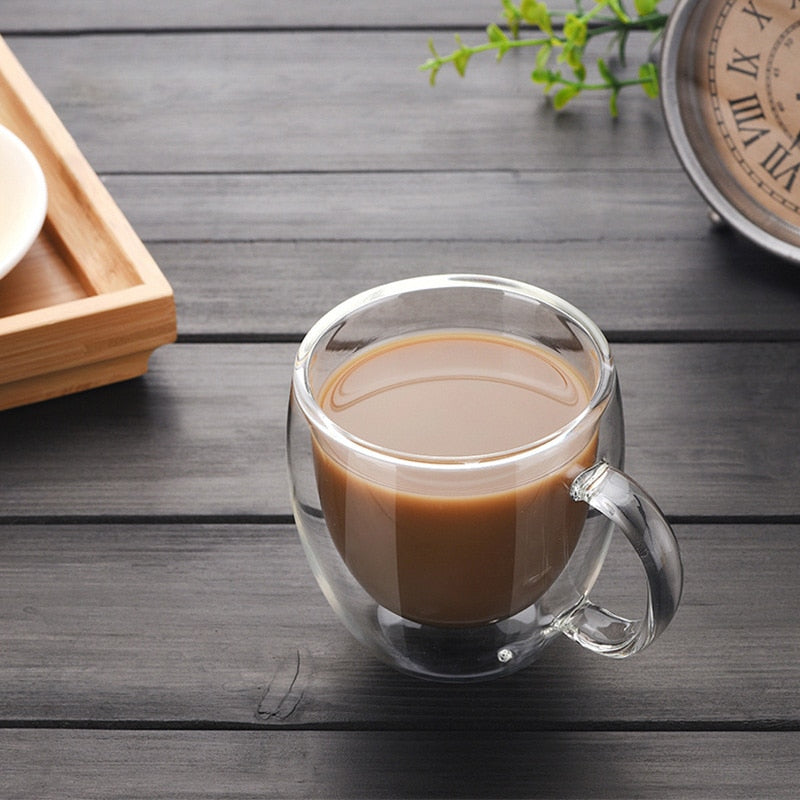 Double-Wall Borosilicate Glass Mug – Heat-Resistant Transparent Coffee & Tea Cup