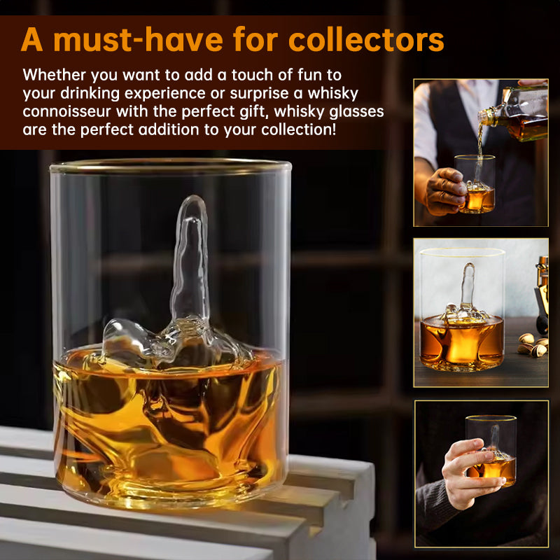 Middle Finger Whiskey Glass – 3D Sculpted Funny Novelty Tumbler for Bourbon, Scotch & Cocktails
