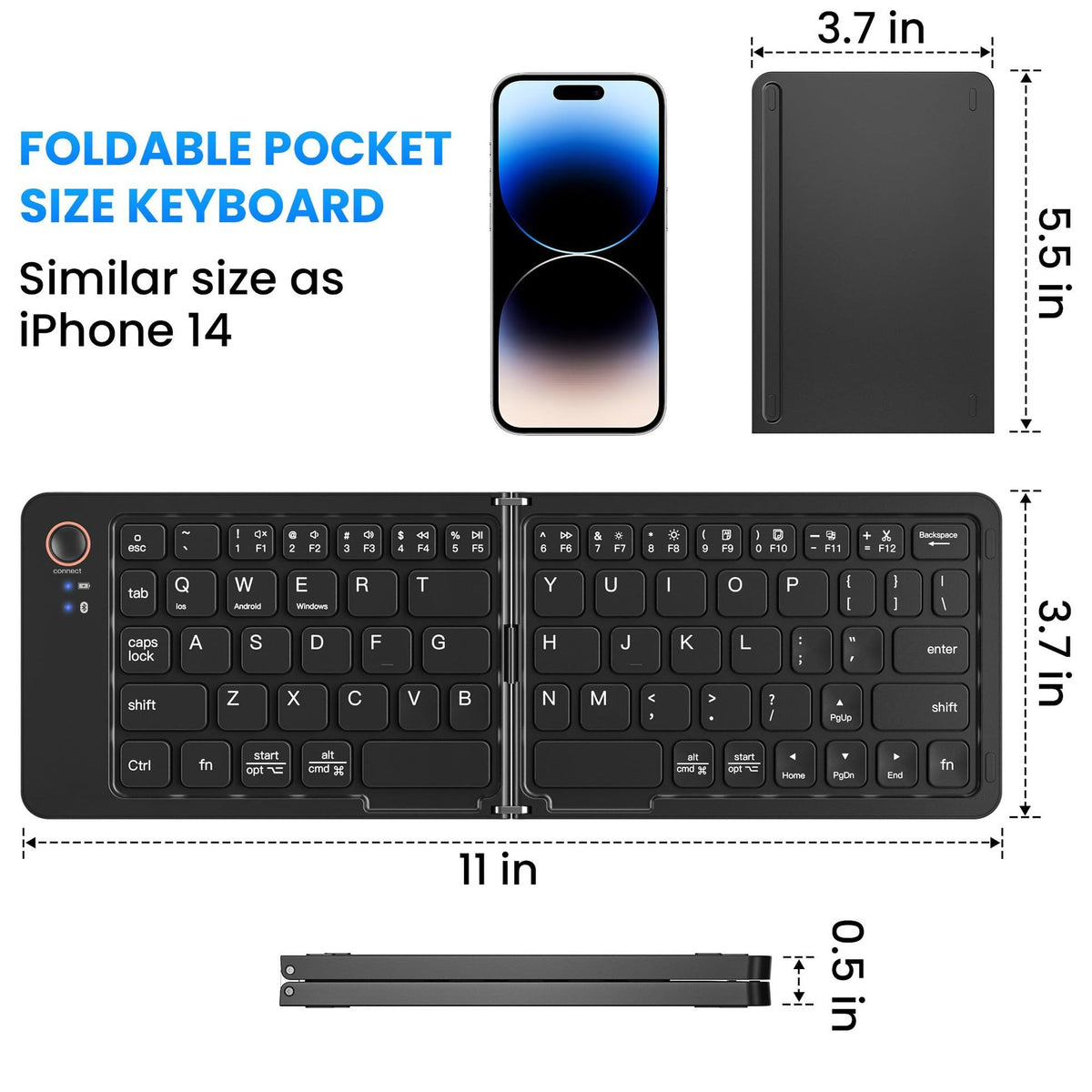 68-Key Ultra-Slim Folding Bluetooth Keyboard