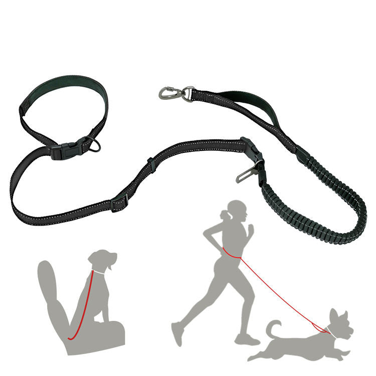 6-in-1 Hands-Free Dog Leash – Bungee Shock Absorber, Reflective, Padded Handle | Running, Jogging & Walking | 4 Colors