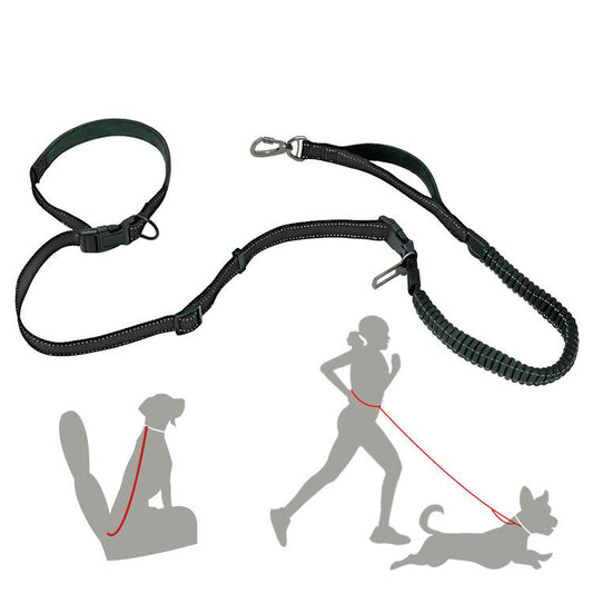 6-in-1 Hands-Free Dog Leash – Bungee Shock Absorber, Reflective, Padded Handle | Running, Jogging & Walking | 4 Colors