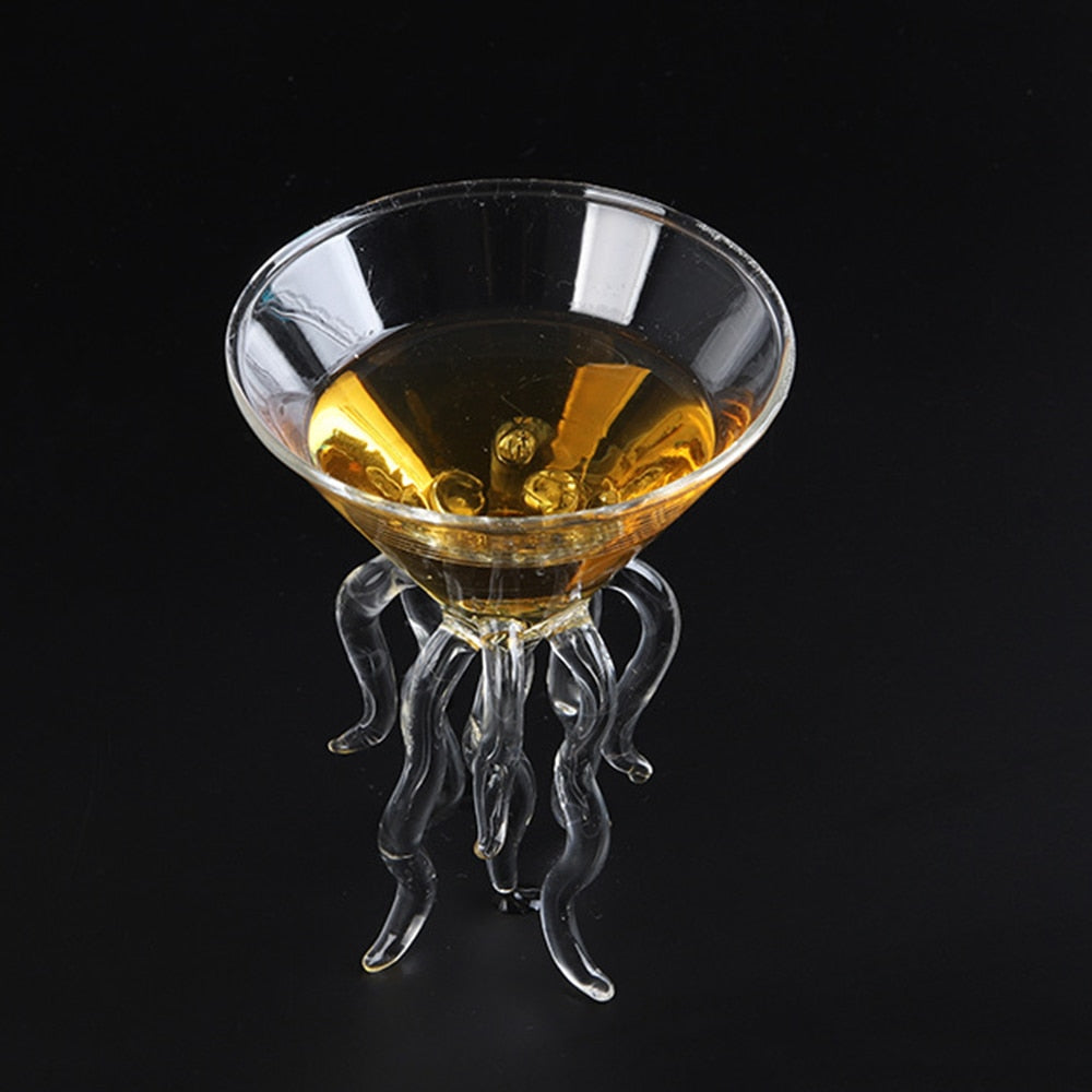 Jellyfish Tentacle Cocktail Glass – Novelty Clear Glass Martini & Champagne Goblet | Unique Bar Gift & Conversation Piece