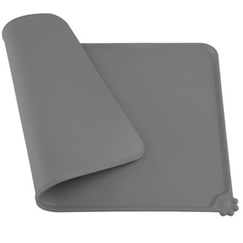Silicone Pet Feeding Mat with Raised Edges – Waterproof, Non-Slip, Easy Clean | Dogs & Cats | Grey or Black