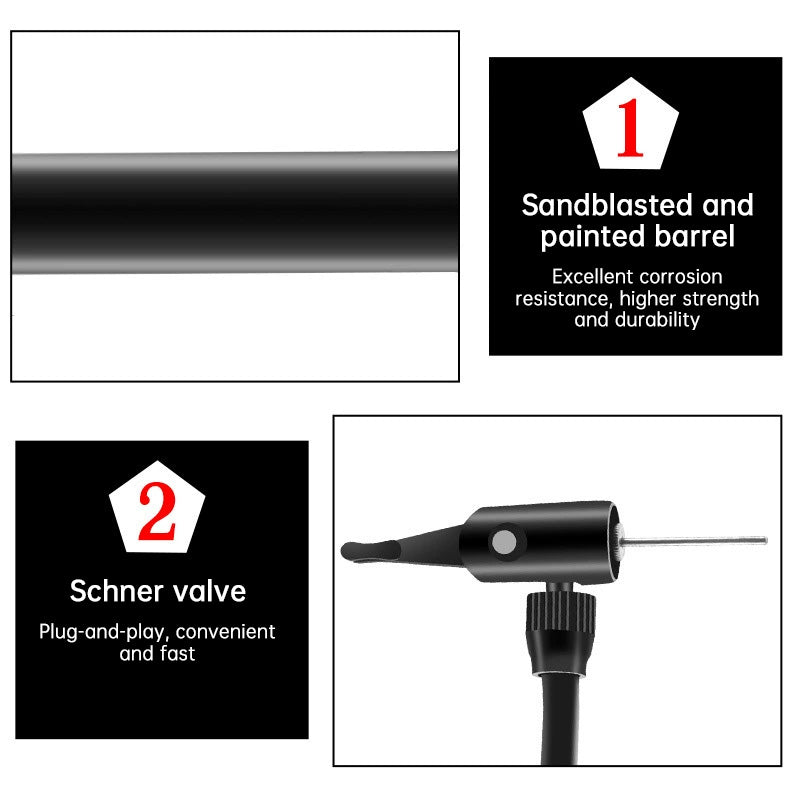 Portable Manual Bike Pump – Schrader Valve, 80 PSI, Lightweight for Road & MTB