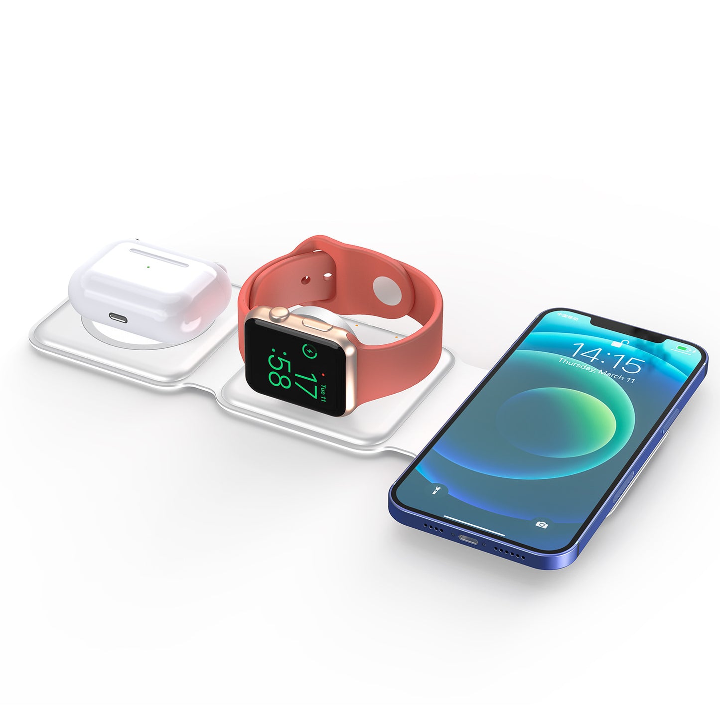Foldable 3-in-1 Magnetic Wireless Charger – 15W MagSafe Charging Pad for iPhone, Apple Watch & AirPods