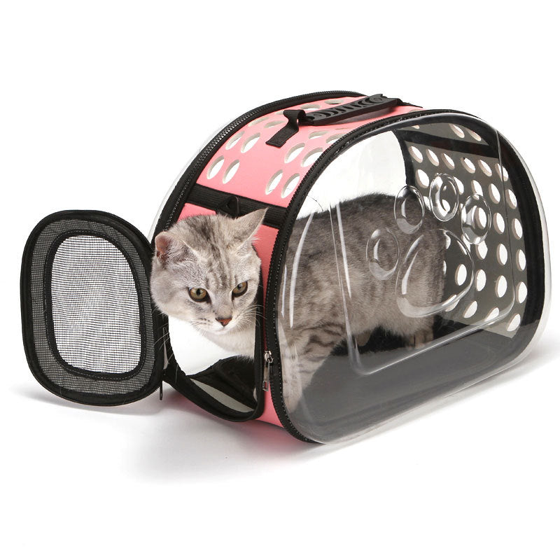 Foldable Transparent Pet Carrier Bag – Clear Bubble Window, Ventilated, Collapsible | Cats & Small Dogs | S & L | 4 Colors