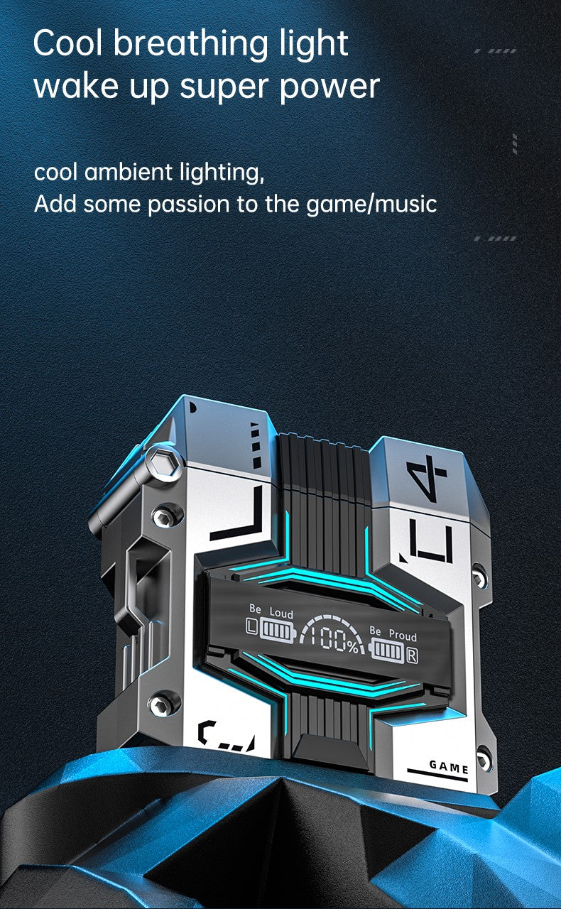 M45 Mecha Gaming TWS Earbuds with Low-Latency Mode and Charging Case