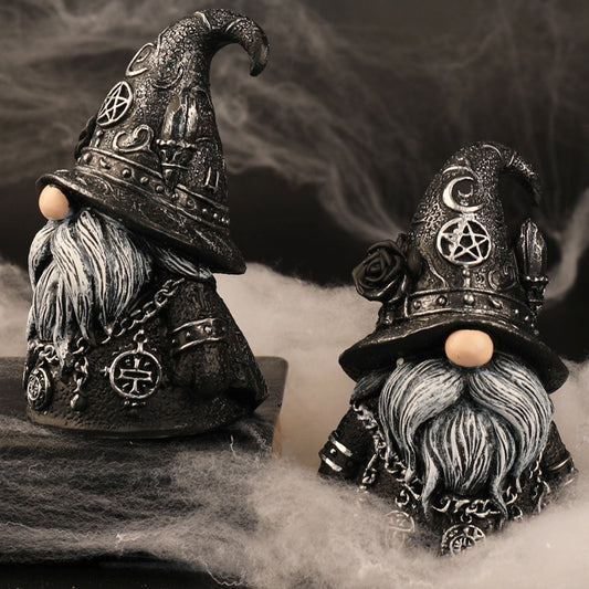 Gothic Wizard Dwarf Resin Figurine for Halloween Decor