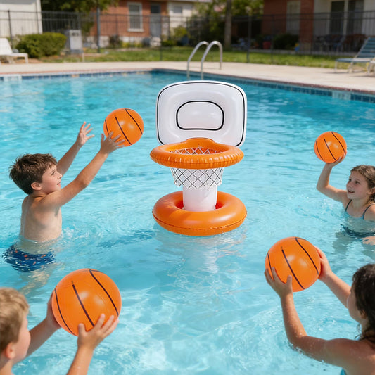 Floating Inflatable Pool Basketball Hoop Set with Mini Ball
