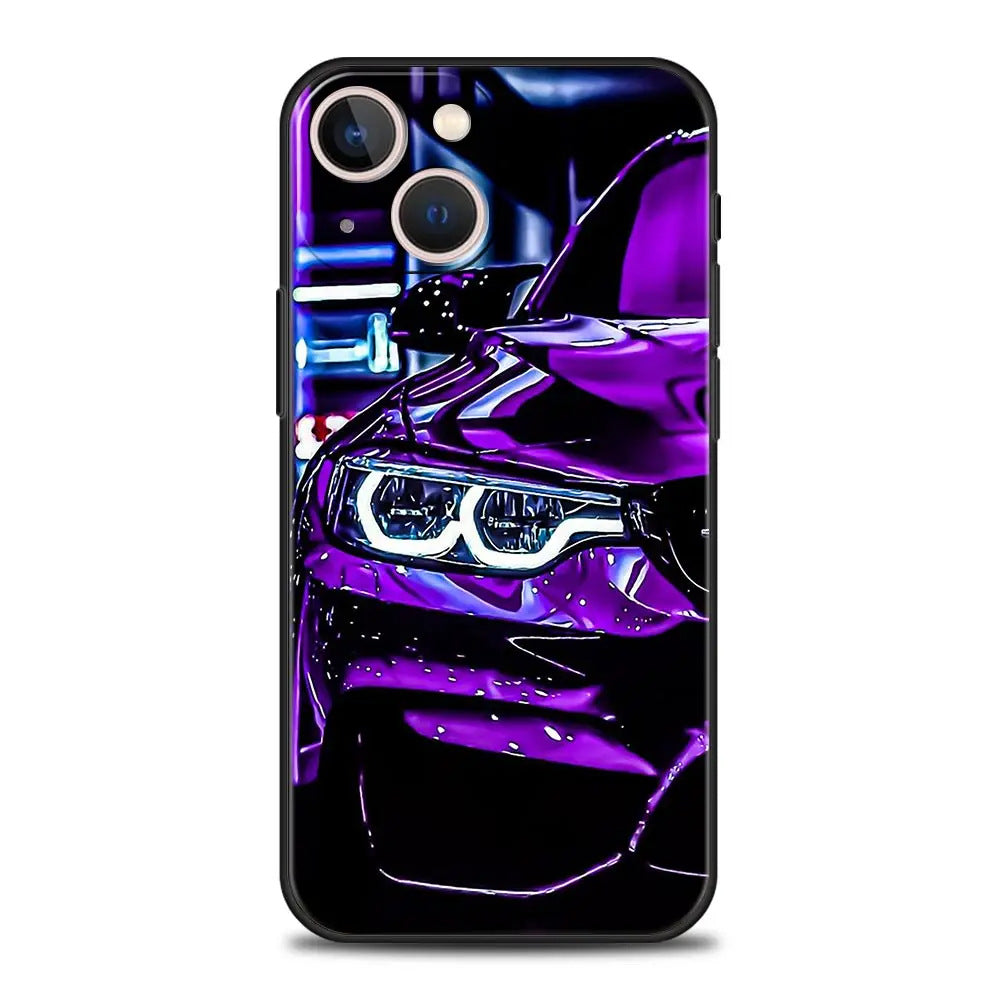 Blue & Red JDM Sports Car TPU Phone Case for iPhone 12–15