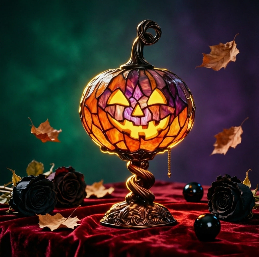 Halloween Glowing Pumpkin Resin Table Lamp