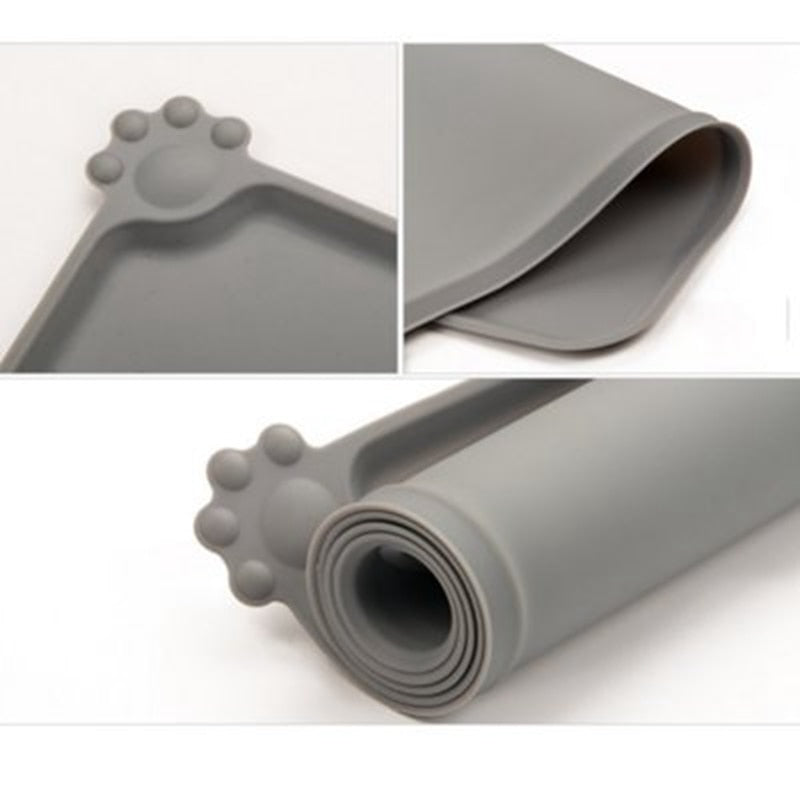 Silicone Pet Feeding Mat with Raised Edges – Waterproof, Non-Slip, Easy Clean | Dogs & Cats | Grey or Black