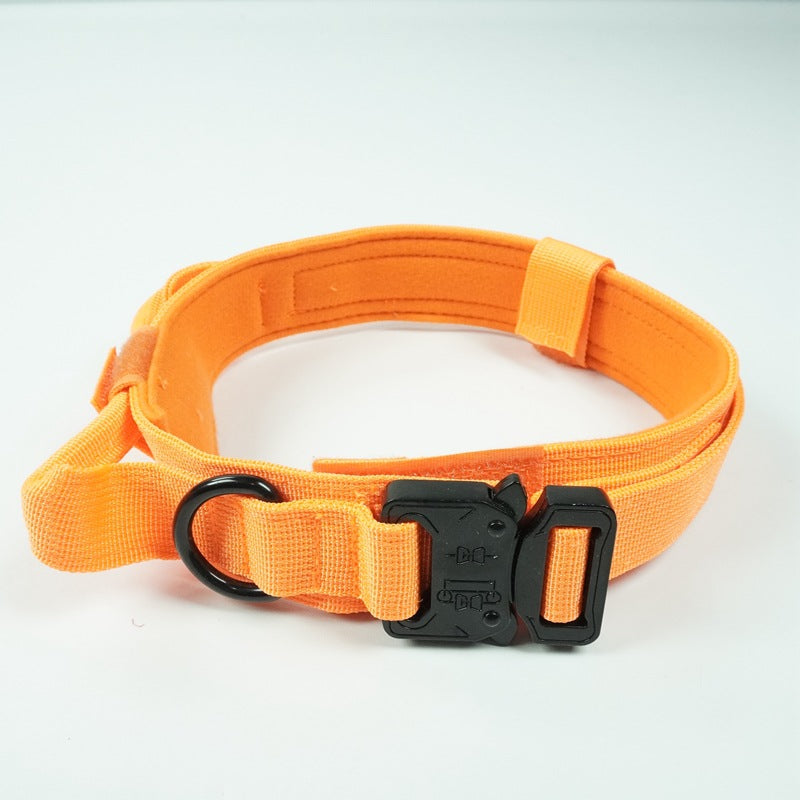 Tactical Dog Collar – Wide 3.8cm Padded Nylon Collar with Handle & Quick-Release Buckle | M, L, XL | Collar Only or 2-Piece Set with Leash