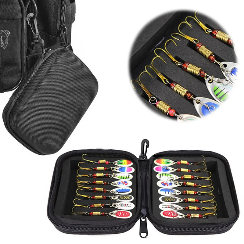 16-Piece Metal Fishing Lure Set with 16-Slot Storage Bag