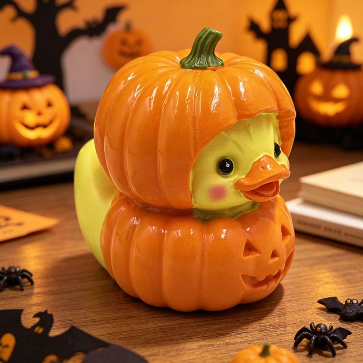 Halloween Pumpkin Duck Resin Desk Ornament
