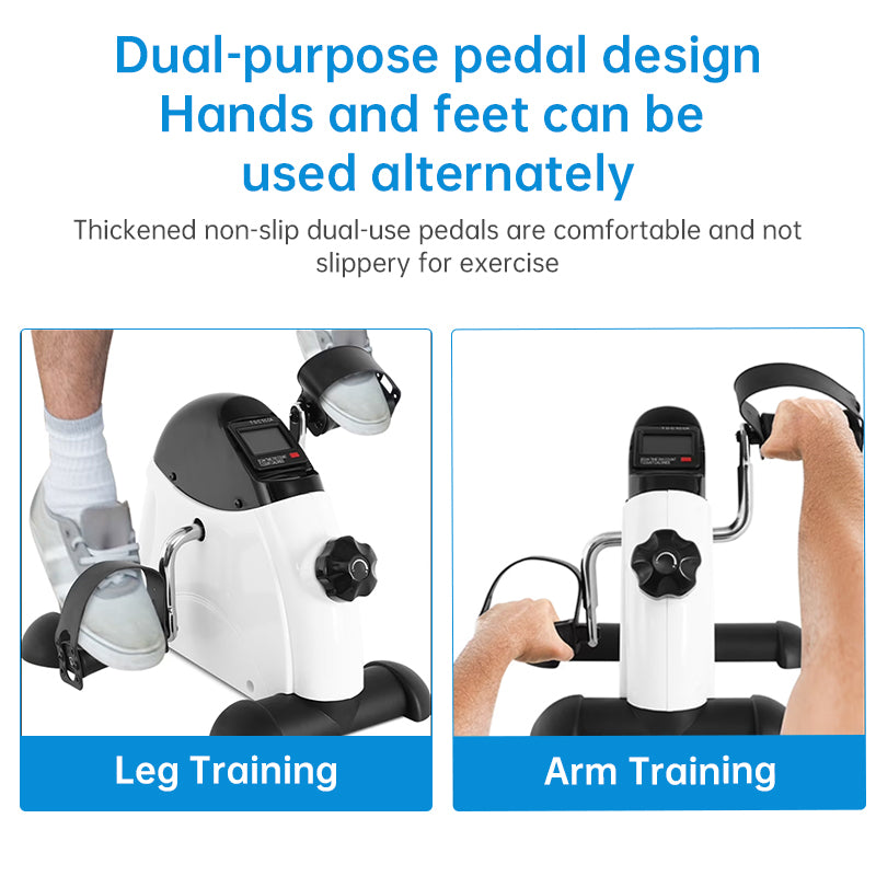 Space-Saving Mini Exercise Bike with LCD Monitor & Adjustable Resistance – Arm & Leg Workout, Black/Silver