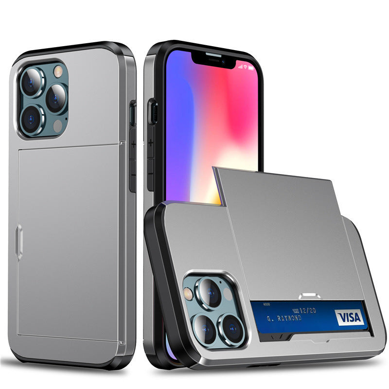 PC Slide Card Holder Case for iPhone 12–17 Models