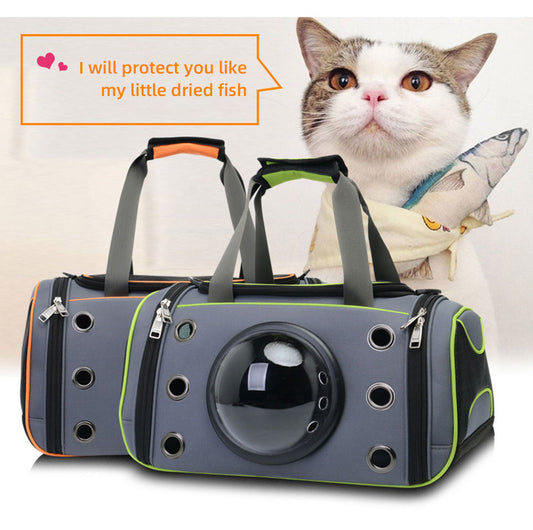 Space Capsule Pet Carrier Bag with Bubble Window – Breathable Oxford, 16L, Shoulder Strap | Cats & Small Dogs | 2 Sizes, 2 Colors