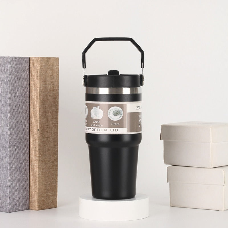20oz/30oz Insulated Stainless Steel Car Cup with Handle & Lid – Vacuum Travel Tumbler