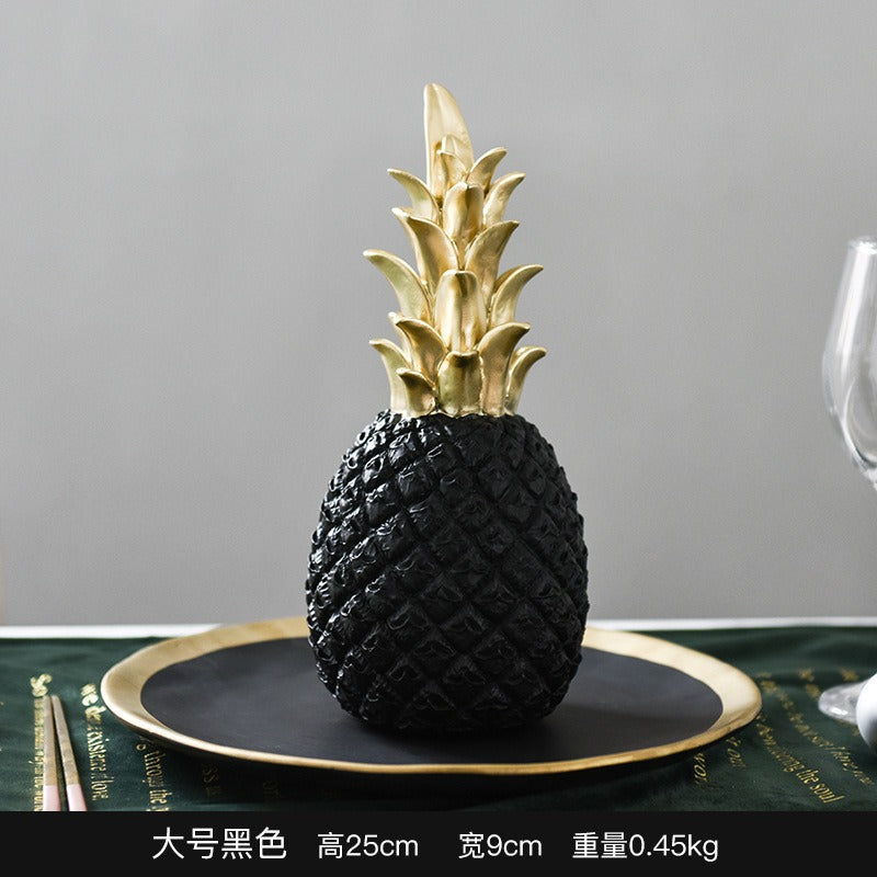 Resin Pineapple Figurine | Gold Crown Home Decor Sculpture | 3 Colors, 3 Sizes