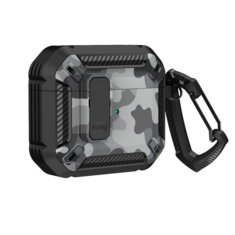 TPU Armored AirPods Case with Carabiner Clip