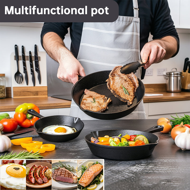 4-Pack Cast Iron Skillet Set – Pre-Seasoned Frying Pans for All Stovetops