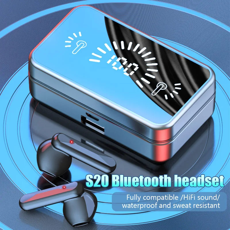 S20 TWS Bluetooth Wireless Earbuds with Digital Display Charging Case