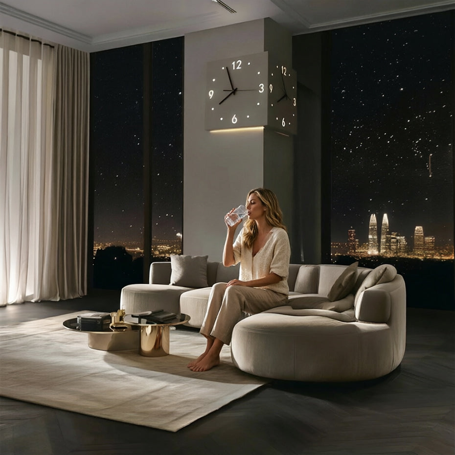 Nordic Dual-Face Corner Clock with LED Night Glow & Silent Movement