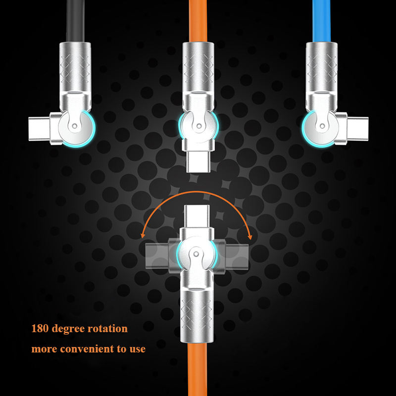 1m Rotatable Fast-Charging Cable with Type-C and iPhone Options