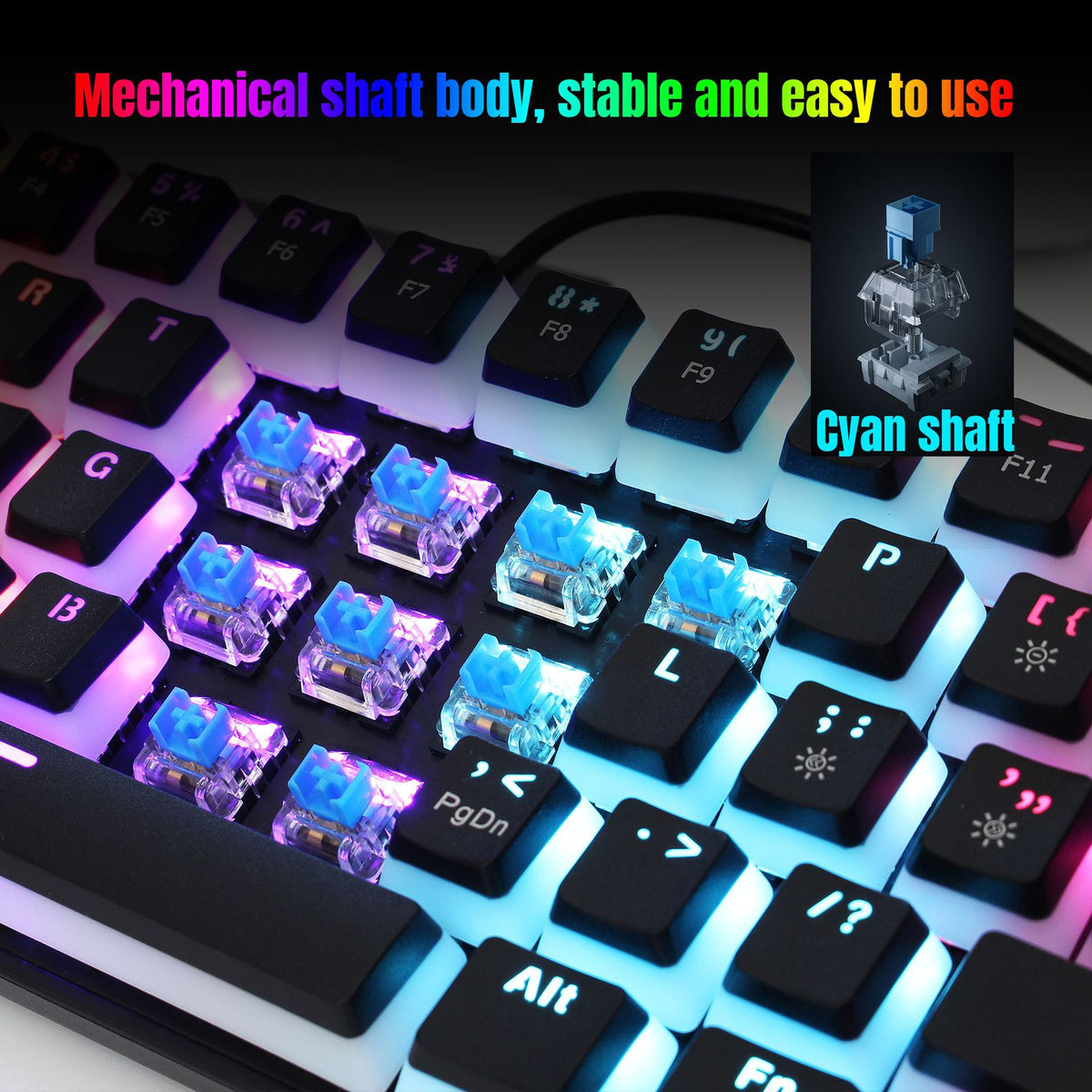 HXSJ L700 61-Key Wired Mechanical Keyboard with Pudding Keycaps