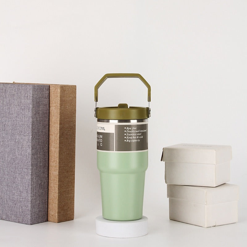 20oz/30oz Insulated Stainless Steel Car Cup with Handle & Lid – Vacuum Travel Tumbler