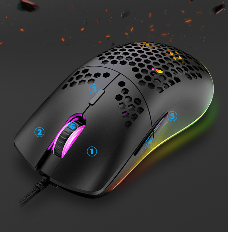 Wired RGB Gaming Mouse with Macro Programming, 6 Buttons