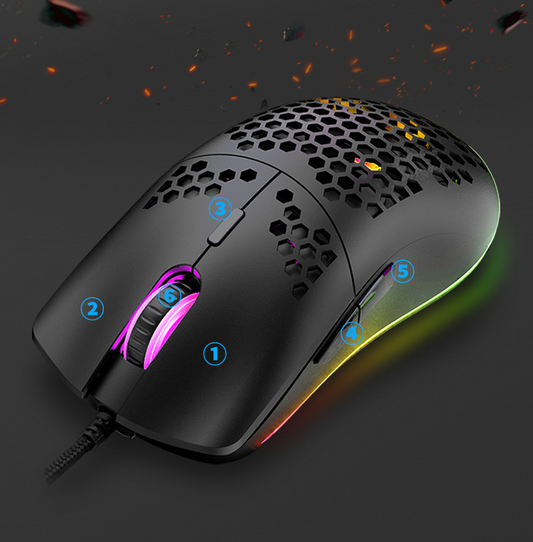 Wired RGB Gaming Mouse with Macro Programming, 6 Buttons