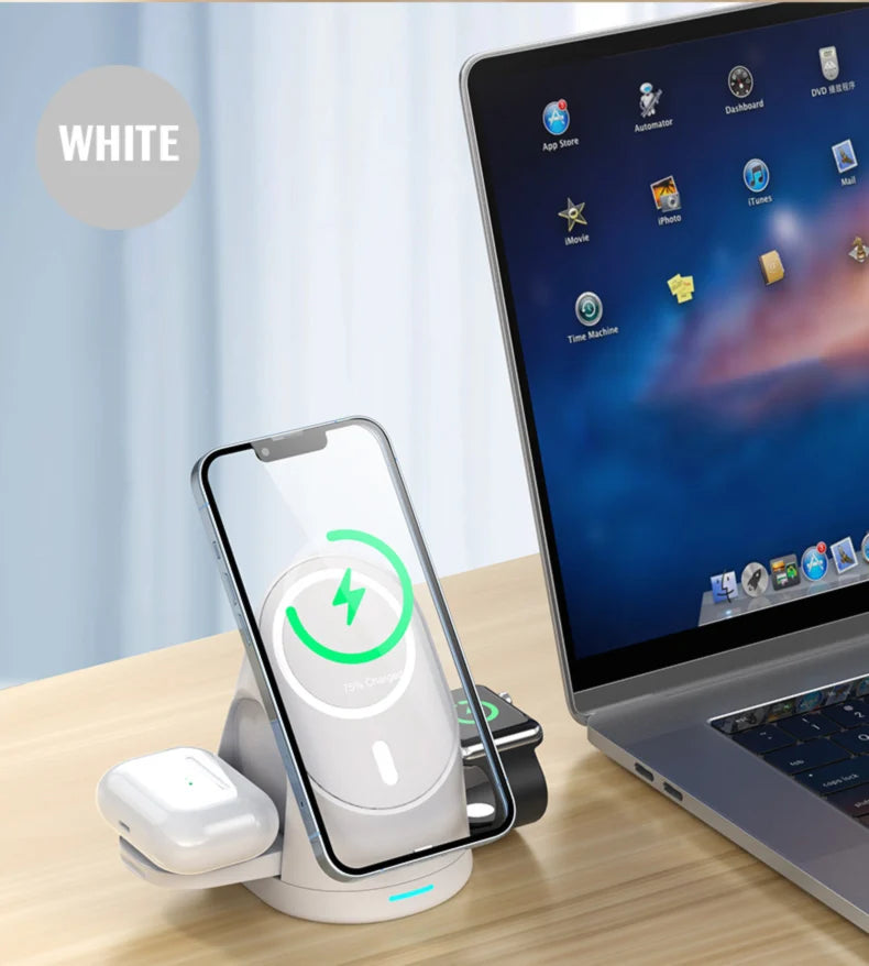 Vertical 3-in-1 Wireless Charging Stand for Phone, Watch and AirPods