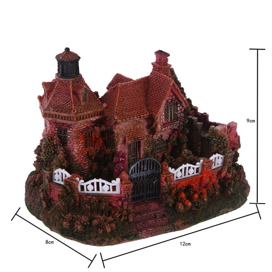 Red Resin House Aquarium Cave Decoration