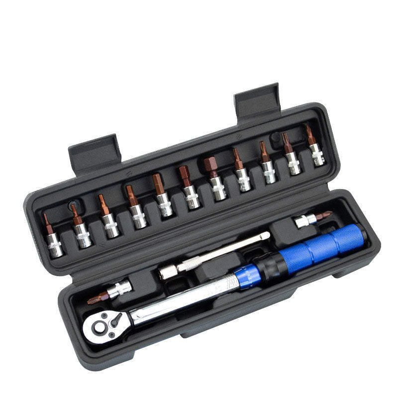 15-Piece Bike Torque Wrench Set – Adjustable 2-24Nm Preset Ratchet, 1/4" Drive