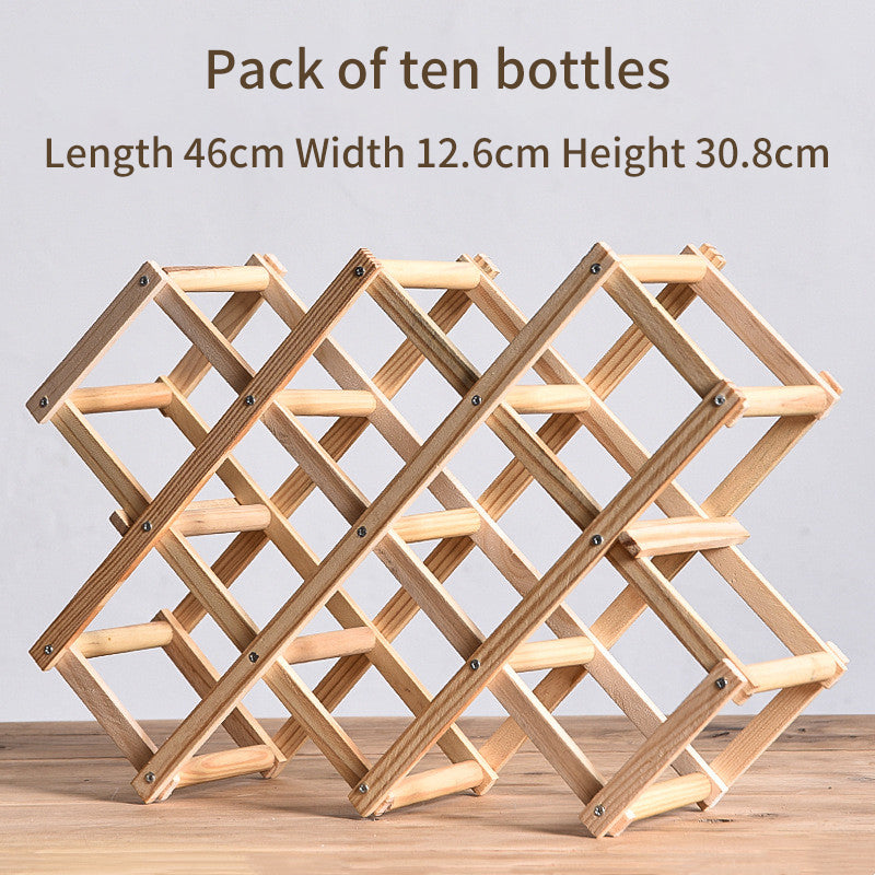 Foldable Solid Wood Wine Rack – Diamond Lattice Countertop Bottle Holder | Natural & Carbonized | 3, 5, 6 & 10 Bottle