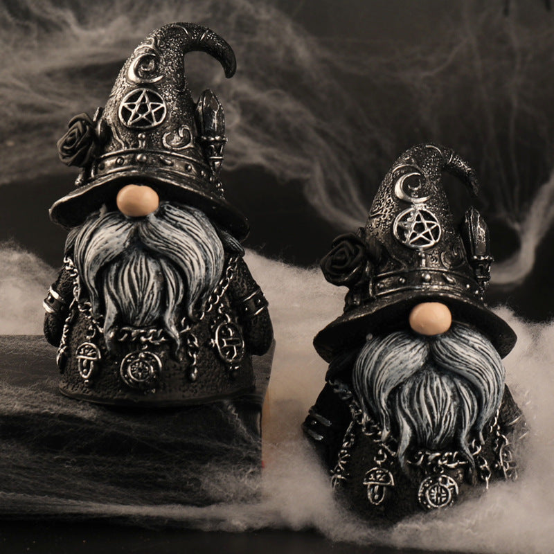 Gothic Wizard Dwarf Resin Figurine for Halloween Decor