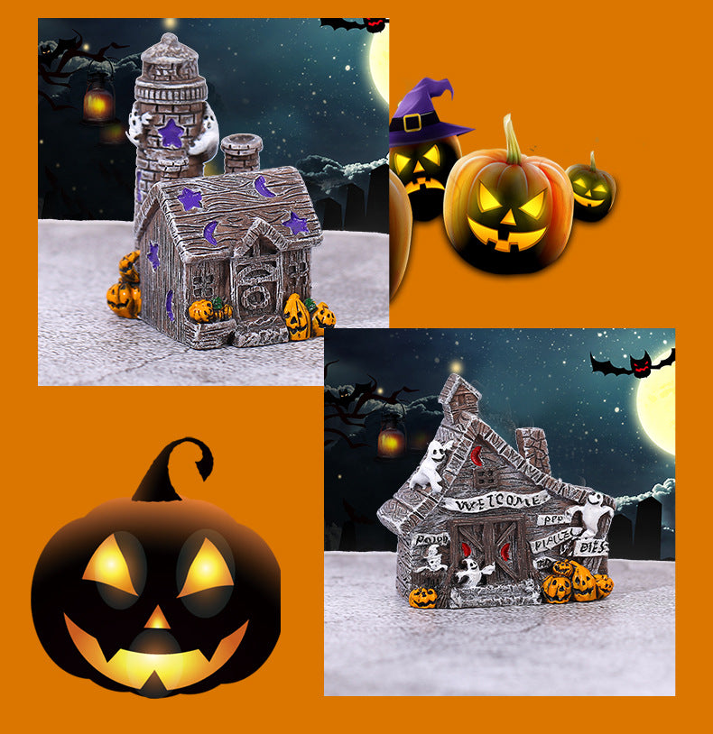 Mini Halloween House Resin Decoration, A–D Styles