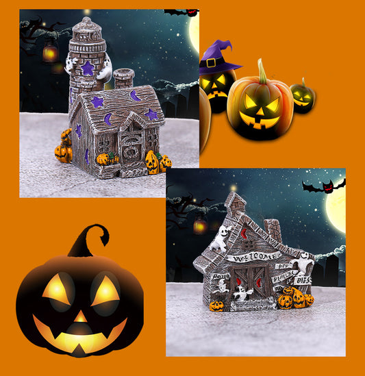 Mini Halloween House Resin Decoration, A–D Styles