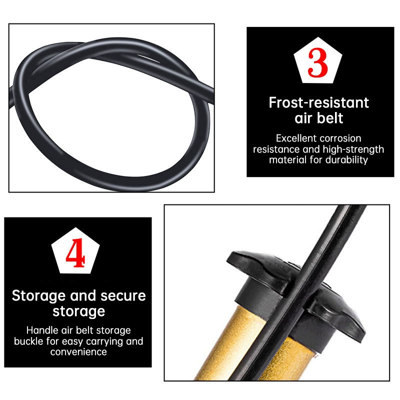 Portable Manual Bike Pump – Schrader Valve, 80 PSI, Lightweight for Road & MTB