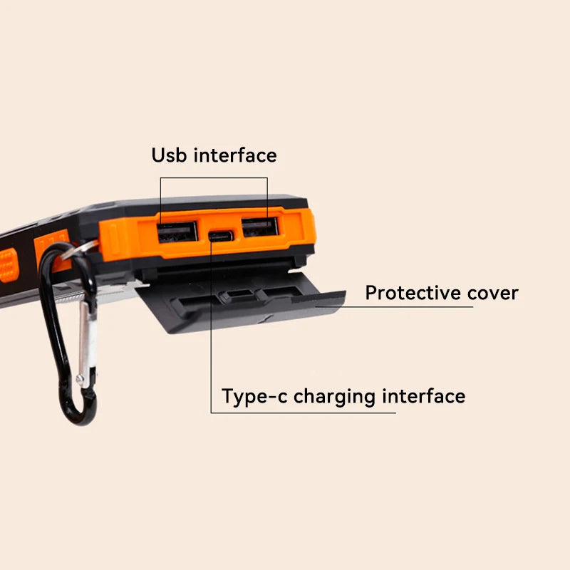 10,000mAh Solar Power Bank with Flashlights & Compass